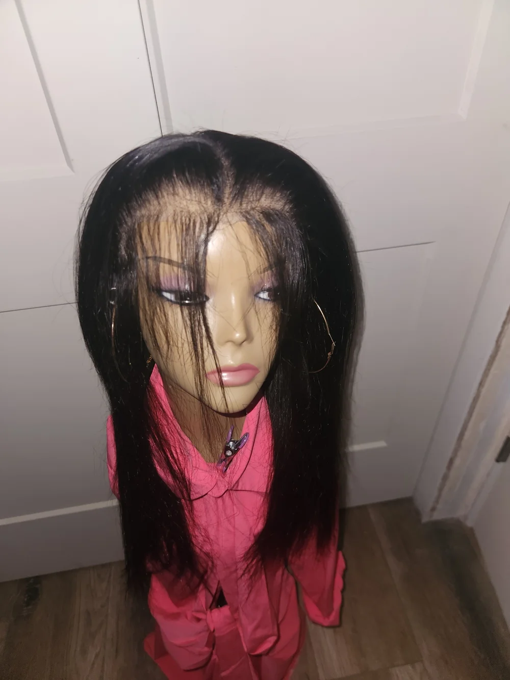 Human Hair Black Straight Lace Front Wig - Unbranded